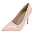 thumbnail image 1 of WEAIXIMIUNG Ladies Solid Colour Bright Leather Pointed Fine Heel Shallow Mouth Large Size Single Shoes High Heels Women Sandals Size 11 Trendy 41 Pink, 1 of 8