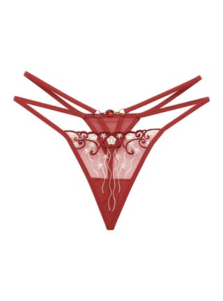 MRULIC intimates for women Women Pearl GString And Thongs Solid Low Waist  Underwear RD Red + One size