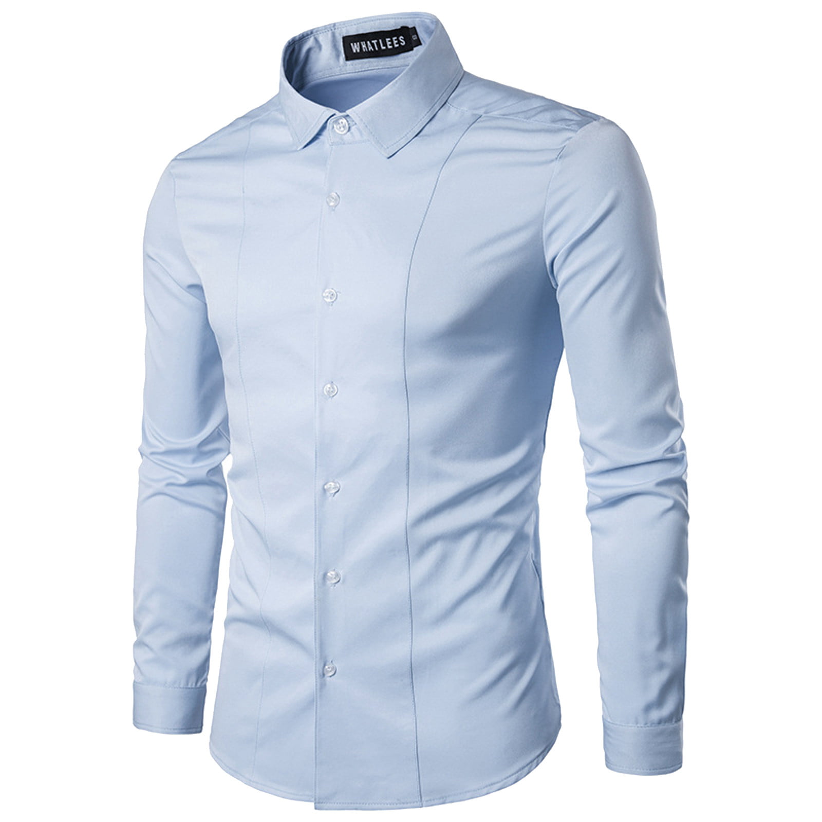 WEAIXIMIUNG Long Sleeve Shirts for Men White Mens Fashion Casual Solid ...