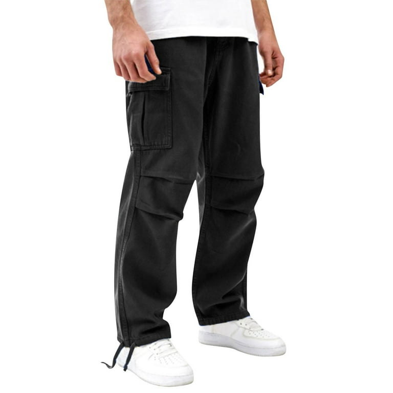 WEAIXIMIUNG Men's Cargo Pants Size 36 X 29 Mens Cargo Pants Casual Joggers  Pants Cotton Loose Straight Sweatpants Christmas Black Jeans For Men