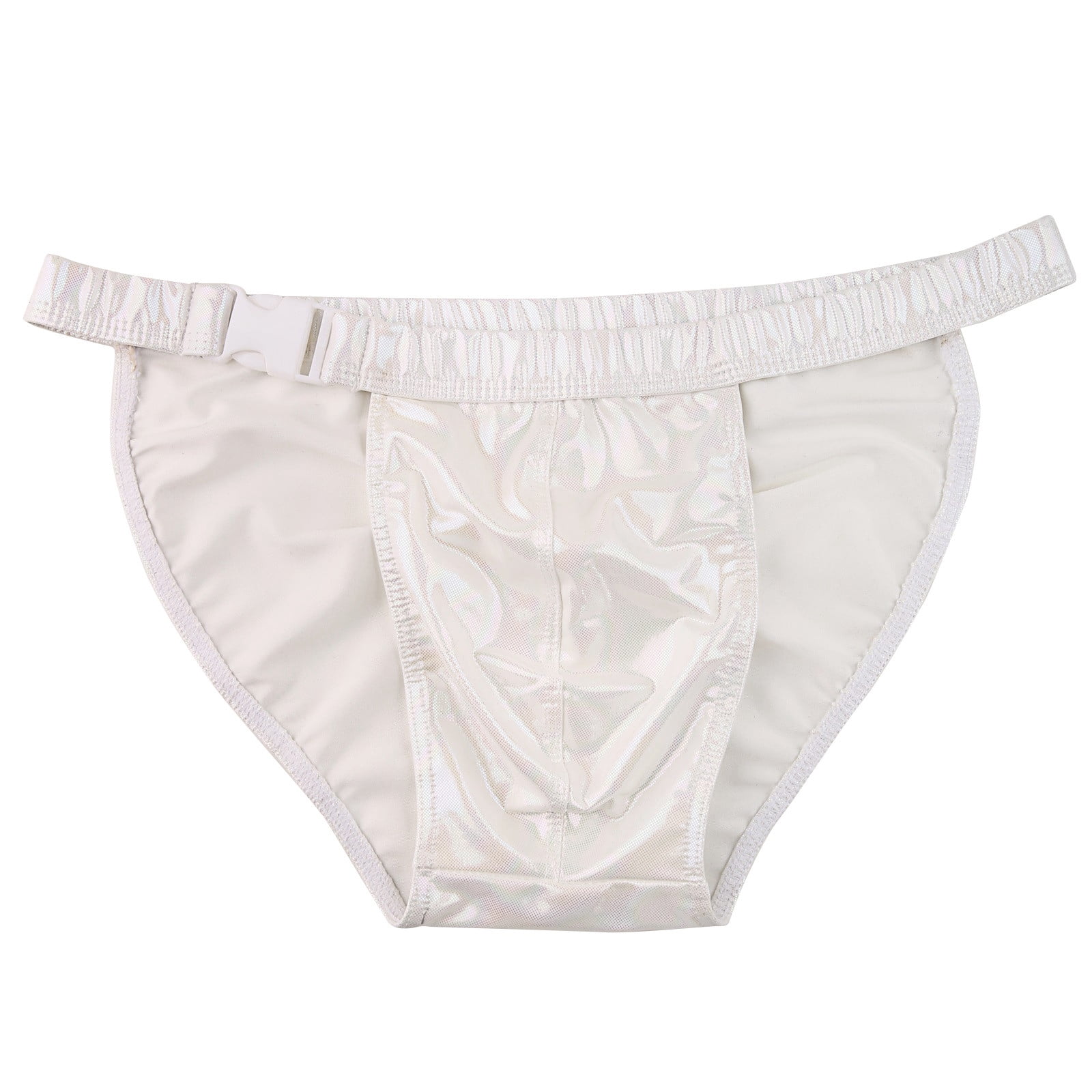 WEAIXIMIUNG Men's Reflective Metallic Laserlike Leather Surf Swim