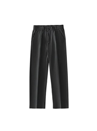 Men's Pants Ice Silk Stretch Straight Leg Pants Quick Dry Elastic Black  Trousers