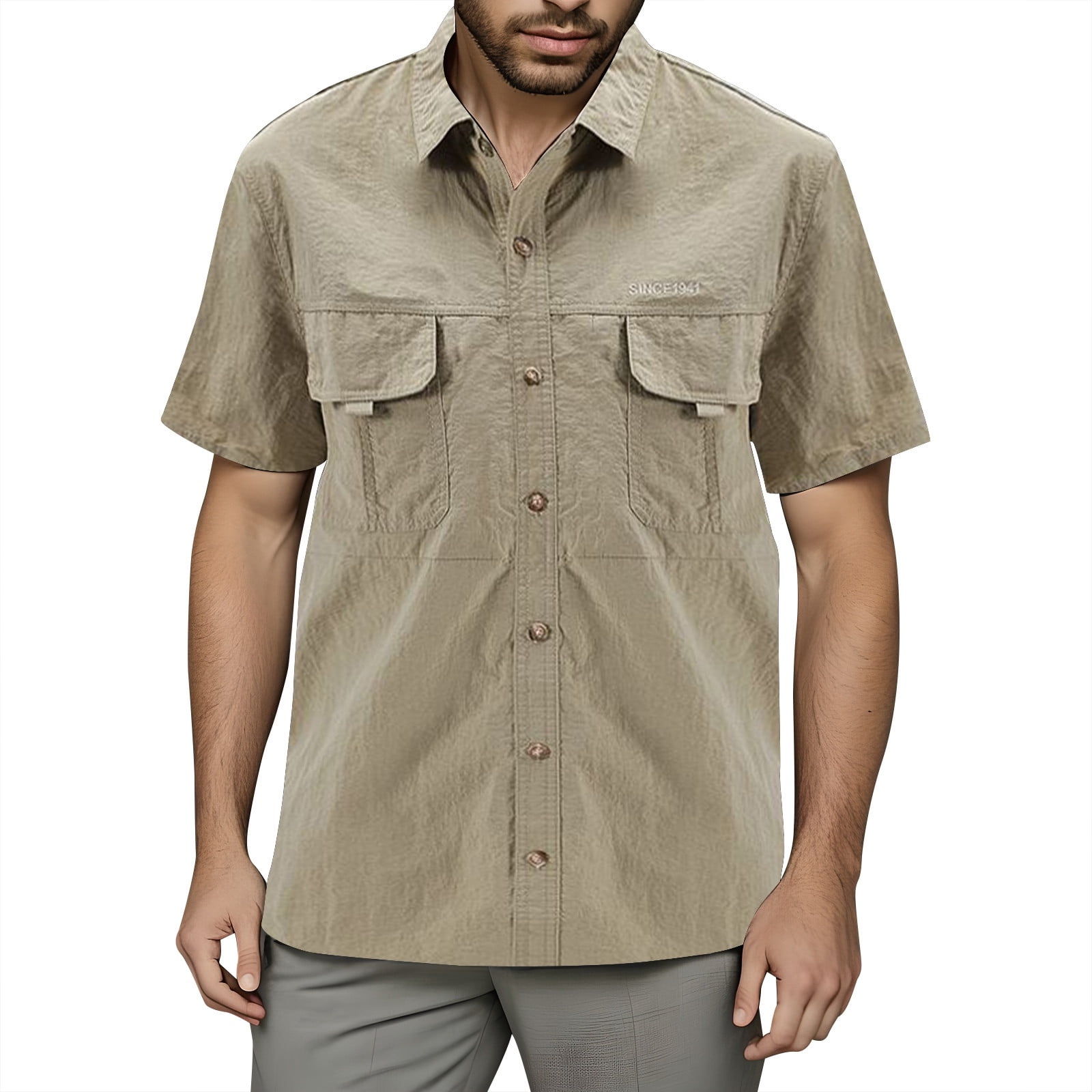 Chemise Tallwoods Homme 3XL - Manches Courtes - Bleu - Motifs Montagnes - Neuf Avec étiquettes