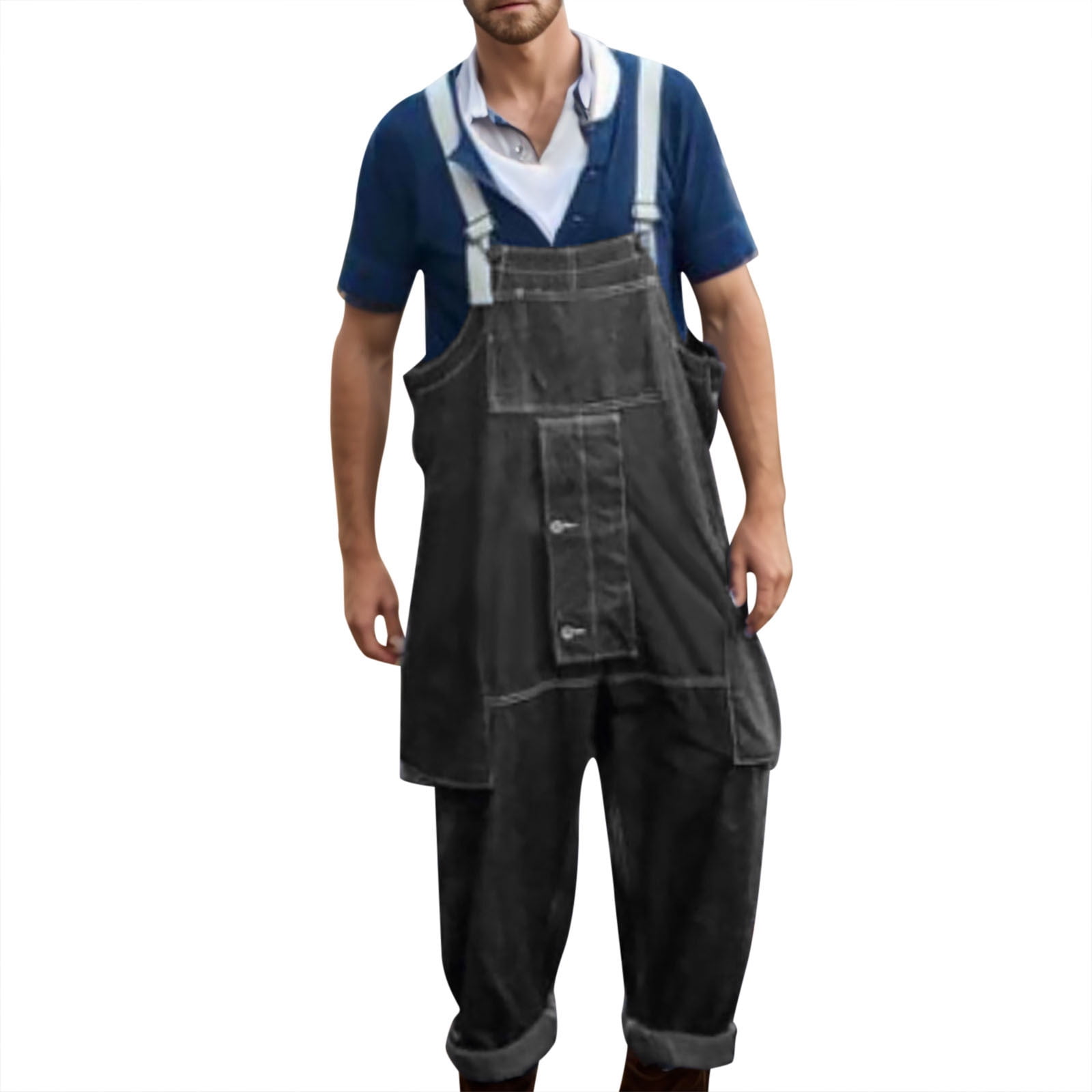 WEAIXIMIUNG Mens Pajamas Set Shorts Big And Tall Men's Bib Overalls