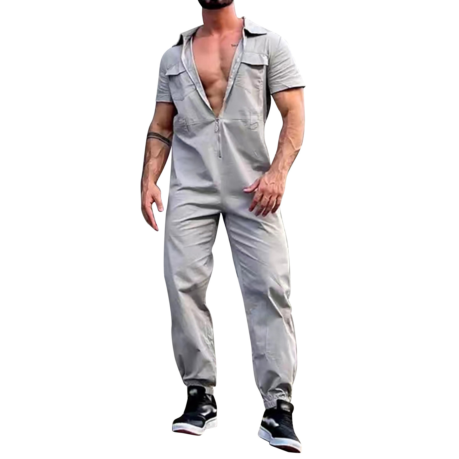 WEAIXIMIUNG Mens Pajamas Set Shorts Big And Tall Men's Bib Overalls