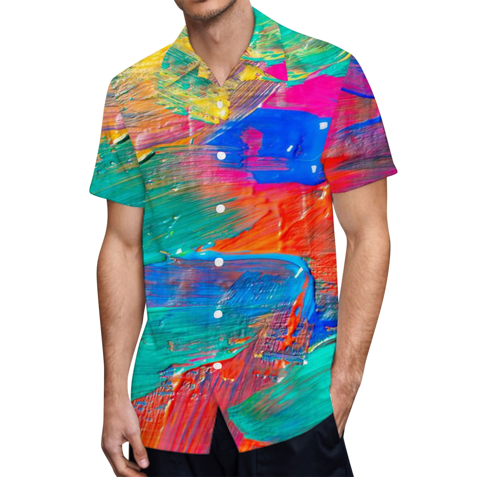 WEAIXIMIUNG Mens Summer Beach Seaside Digital 3D Printing Lapel Button