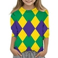 thumbnail image 1 of WEAIXIMIUNG Teen Clothes for Girls Ages 16-18 Children's Leisure Carnival Print O Neck Loose 3/4 Sleeves Quarter Sleeve T Shirt Top 12-13 Years, 1 of 6