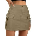 thumbnail image 1 of WEAIXIMIUNG Trendy 2024 Women Skirts Knee Length Cotton Low Waist Cargo Skirt Women Button Mini Cargo Skirt With Pocket A Line Skirt Khaki XL, 1 of 5