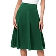 thumbnail image 1 of WEAIXIMIUNG Women Skirts Knee Length Simple Comfy Basic Solid Color Stretch A Line Flared Knee Length Skirt Green S, 1 of 5