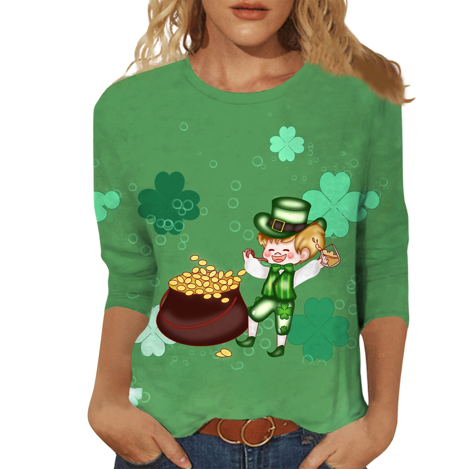 WEAIXIMIUNG Women's Cute Fairy Flower Patchwork Cropped Sleeves Long Sleeves T Shirt Product