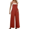 thumbnail image 1 of WEAIXIMIUNG Women's Loose Sleeveless Jumpsuits Adjustable Spaghetti Strap Stretchy Long Pant Romper Jumpsuit With Pockets, 1 of 4