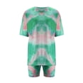thumbnail image 1 of WEAIXIMIUNG Women's Tie Dye Print Fashion Gradient Loose Street Tshirt Tight Shorts Two Piece Casual Summer Suit Workout Shorts Women with Pockets Tummy Control Green XL, 1 of 4