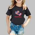 thumbnail image 1 of WEAIXIMIUNG plus Size Girls Clothes Girl's 4th Of July Patriotic Short Sleeve T Shirt Cute Independence Day Flag Print Tee Comfortable Casual Summer Top For Toddler Kids 130, 1 of 4