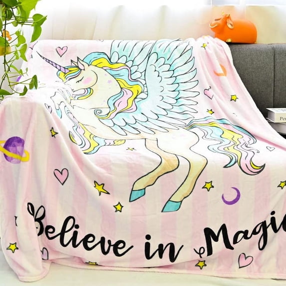 WEALLIN Unicorn Blanket for Girls, Unicorns Gifts for Girls, Teen Girl Gifts, Planet Blanket, Soft Blanket for Children's Day Gift, Birthday Gift 4 5 6 7 8 9 10 Year Old Girl Gift Ideas(50"x60")
