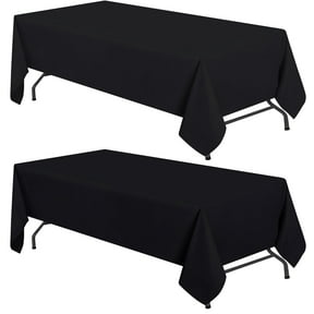 White Classic WEALUXE 2 Pack Black Kitchen Rectangle Tablecloth 4ft [ 60 x 84 in ], Stain and Wrinkle Resistant Washable Polyester Table Cover