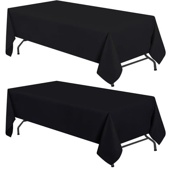 White Classic WEALUXE Black Rectangle Tablecloth for Tables 8ft [60x126 Inch] 200 GSM Poly Tabletop Covers Washable Fabric, Wrinkle Resistant, 2 Pack