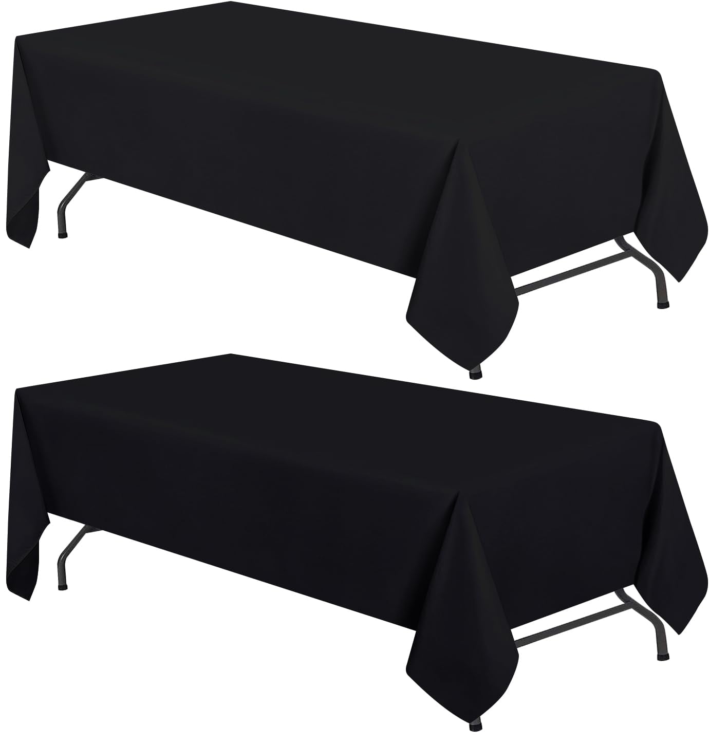 WEALUXE Set of 2 Black Rectangle Tablecloth for Tables 8ft [60x126 Inch