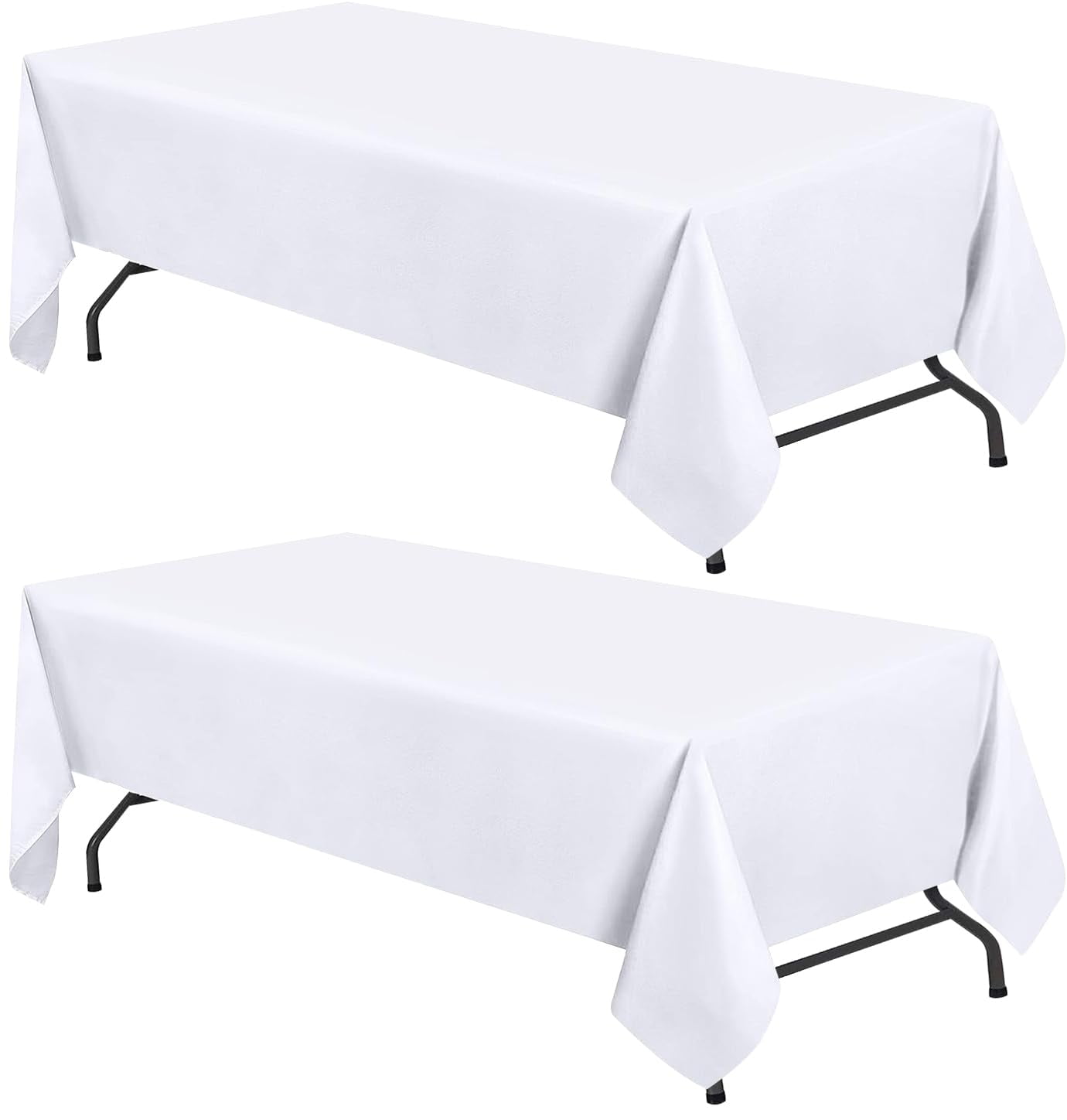 WEALUXE 2Pack, Large 60x126 Inch White Rectangle Tablecloths, Stain