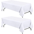 thumbnail image 1 of WEALUXE Set of 2 White Rectangle Tablecloth for Tables 8ft [60x126 Inch] White Table Cloths for 8 Foot Rectangular Tables, 200 GSM Poly Tabletop Covers Washable Fabric Stain/Wrinkle Resistant, 2 Pack, 1 of 8