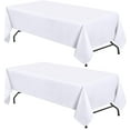 thumbnail image 1 of WEALUXE Set of 2 White Rectangle Tablecloth for Tables 8ft [60x126 Inch] White Table Cloths for 8 Foot Rectangular Tables, 200 GSM Poly Tabletop Covers Washable Fabric Stain/Wrinkle Resistant, 2 Pack, 1 of 8