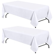 White Classic WEALUXE White Table Cloths for 6 Foot Folding Tables [2 Pack, 60x102 Inches] Tablecloths Rectangular, Washable Poly Fabric Cloth