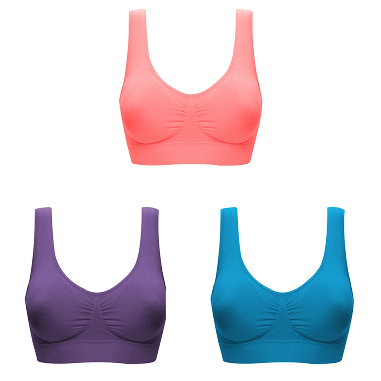 WEANT 3Pack Sticky Bra, Women's Cotton String Cropped Bralette Pack,  Breathable Pullover Bra Crop Top (3Pack:Multicolor Ju, 3X-Large)