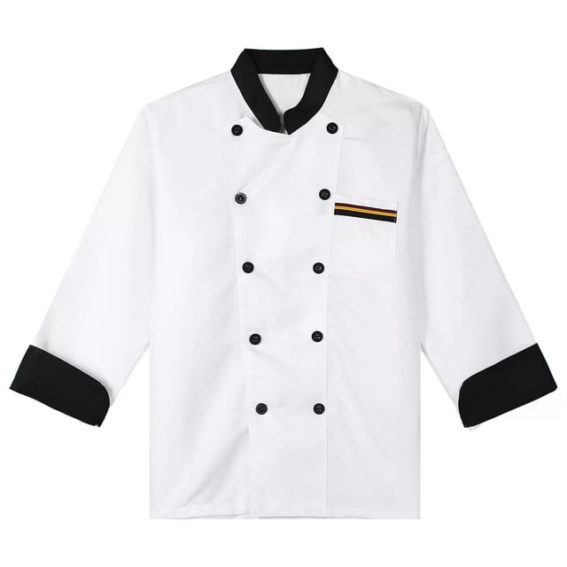 WEANT Chef Uniform Long Sleeved Men's Clothing Catering Work Uniform Back Kitchen Uniform Men's Top(White,3XL)