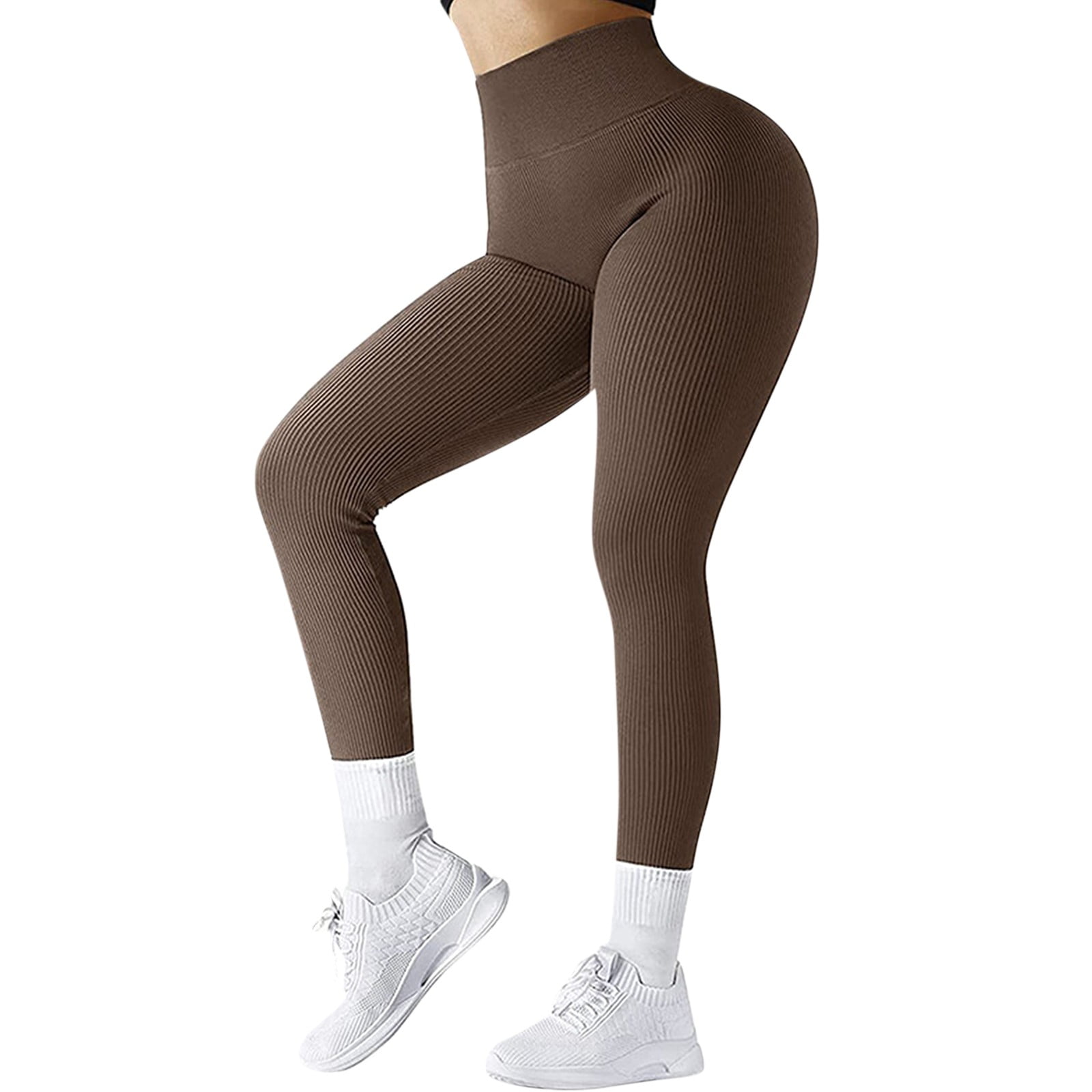 WEANT Gym Clothes for Woman Women s Naked Feeling Workout Leggings High Waisted Yoga Pants with Side Pockets Athletic Running Tights Coffee Small Walmart