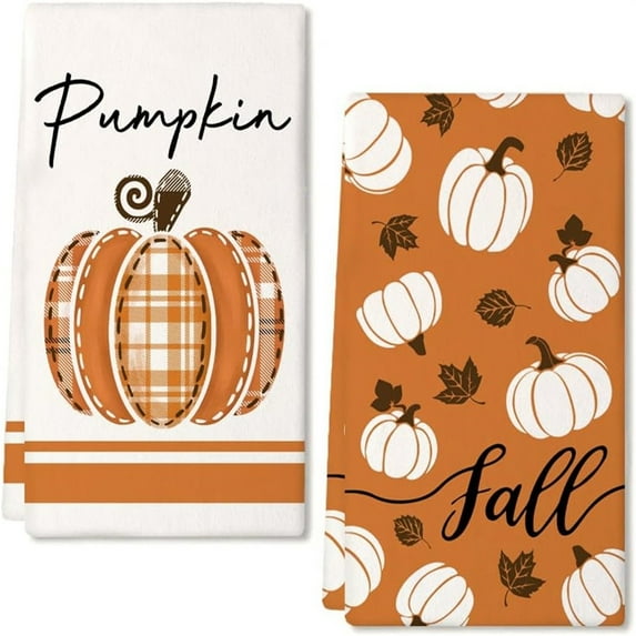 WEANT Hallween Decorations Halloween Kitchen Decor 2Pcs Fall Kitchen towels Fall Dish towels Microfibre Flour Sack towels Autumn Dish towels Seasonal Hand towels Thanksgiving Decor Fall E