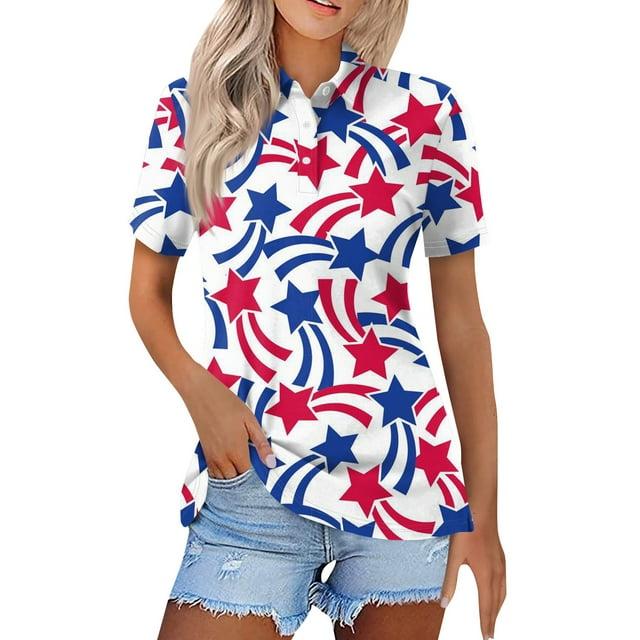 WEANT Ladies Summer Tops and Blouses July 4th Short Sleeve Causal