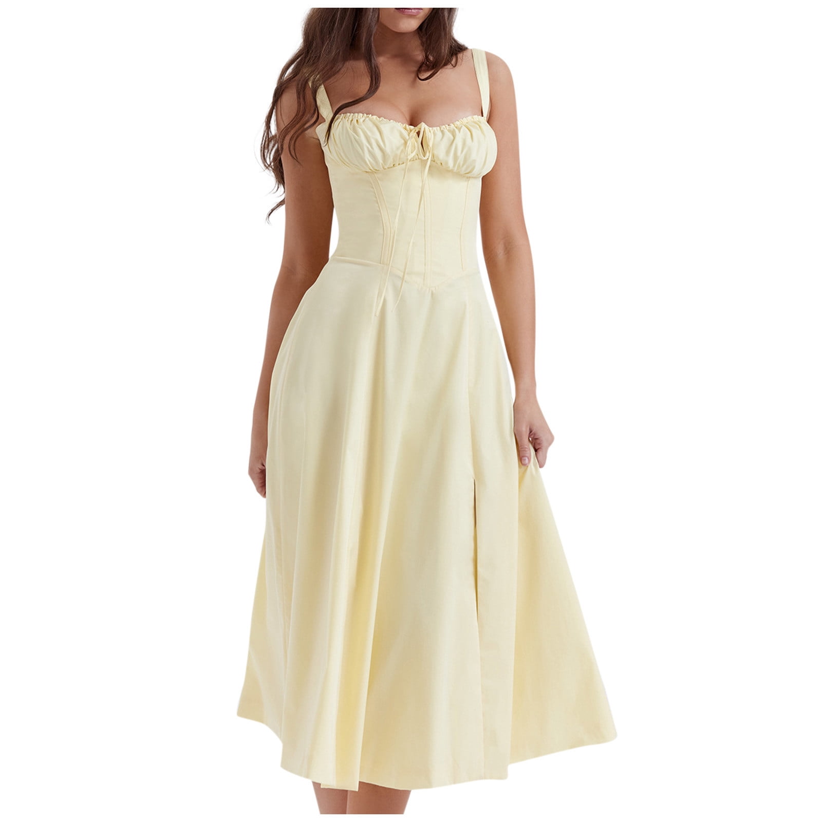 DUKAKII Women's Boho Sundress - Square Neck, Spaghetti Strap, Elastic Back Maxi Dress - View #8