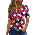 thumbnail image 1 of WEANT Plus Size Summer Tops for Women Fouth Of July Casual Independence Day Henley V Neck Short Sleeve Ladies Blouses Dressy T Shirts Boho Usa Celebration Outfits for Women Dark Purple 3XL, 1 of 5