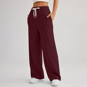 WEANT Promising Young Woman, Women's Bootcut Yoga Pants Long Bootleg High-Waisted Flare Pants with Pockets (Wine, Medium)