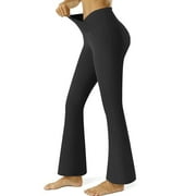 WEANT Promising Young Woman, Womens Stretch Yoga Leggings Fitness Running Gym Sports Full Length Active Pants Flared Trousers with Pockets (Black, Small)