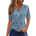 thumbnail image 1 of WEANT Womens Tops Summer 4th Of July Casual Independence Day Button Down V Neck Short Sleeve Blouses for Women Trendy Shirts Pretty Usa Celebration Outfits for Women Light Blue M, 1 of 5