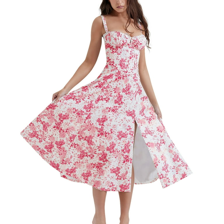 Floral spaghetti strap midi dress clearance