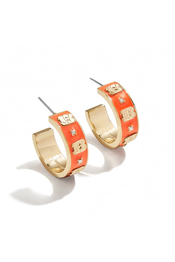 x BaubleBar Cincinnati Bengals Enamel Hoop Earrings