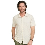 WEARFIRST Monaco Men's Short Sleeve Moisture-Wicking 4-Way Stretch Button Up Shirt, Coconut Milk Turk, Size S
