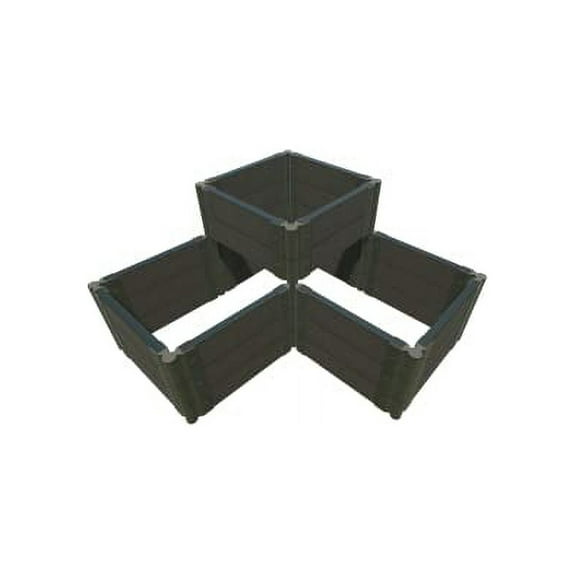 WEATHERED 2" TOOL FREE (2ft): GARDEN RAISED BED (L-SHAPED - 4 High) CHATEAU MARMONT