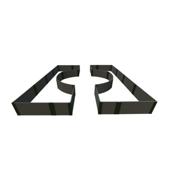 WEATHERED WOOD 'WALK-THROUGH CENTER CIRCLE' - 14' X 16' X 22" RAISED GARDEN BED - 1" PROFILE