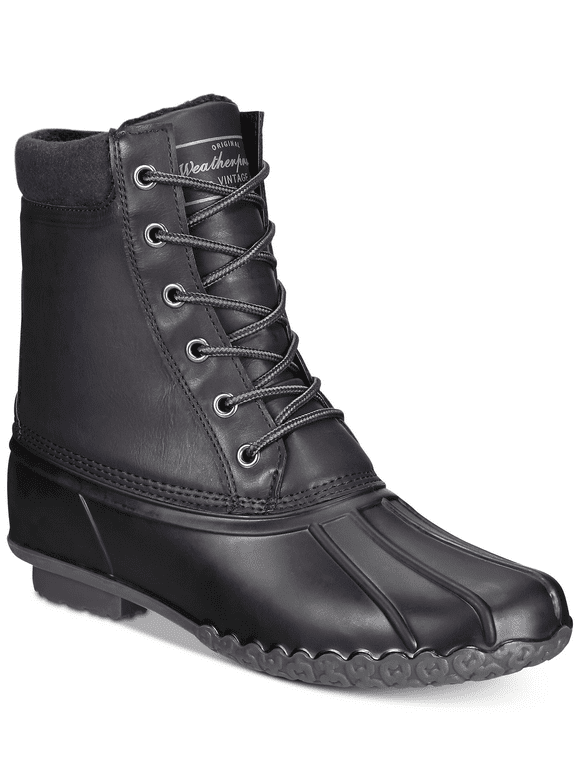 Mens Black Pull Tab Waterproof Adam Round Toe Lace-Up Duck Boots 9 M