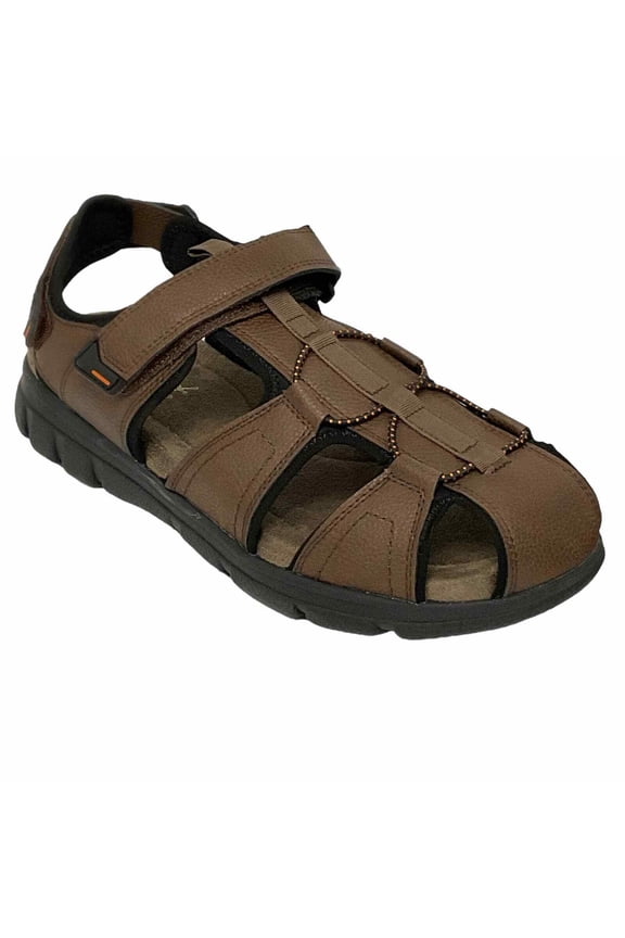 Mens Brown Caged Cushioned Adjustable Cory Round Toe Platform Sandals Shoes 13 M