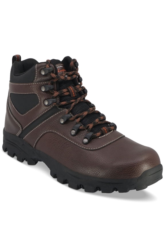 Mens Brown Pull Tab 1" Platform Lug Sole Padded Jasper Round Toe Block Heel Lace-Up Hiking Boots 10 M