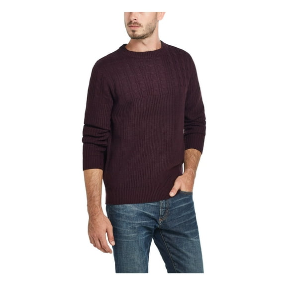 WEATHERPROOF VINTAGE Mens Burgundy Patterned Long Sleeve Crew Neck Sweater Fit Non Iron Pullover Sweater M