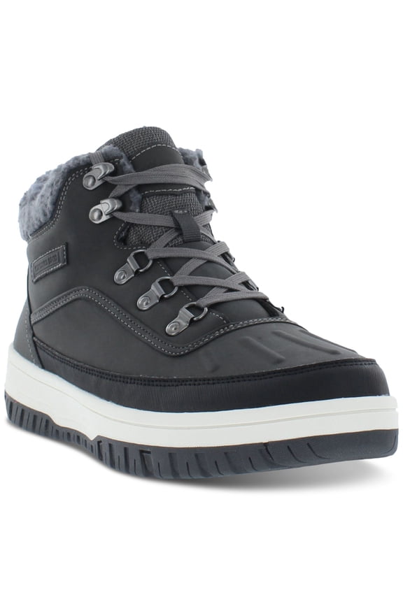 Mens Gray Cushioned Larry Round Toe Platform Lace-Up Boots Shoes 9 M