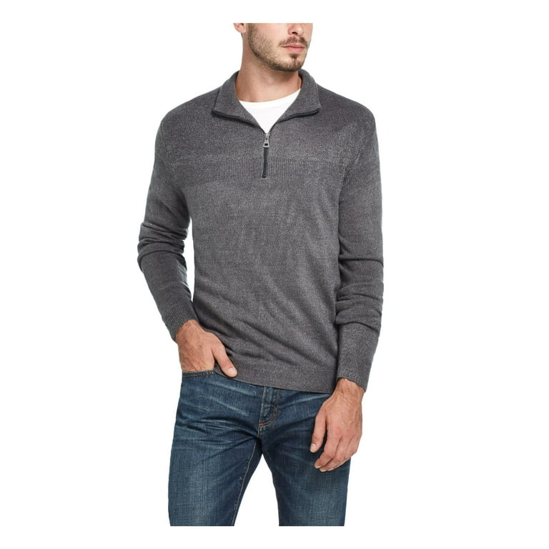WEATHERPROOF VINTAGE Mens Gray Long Sleeve Classic Fit Quarter Zip Pullover Sweater S