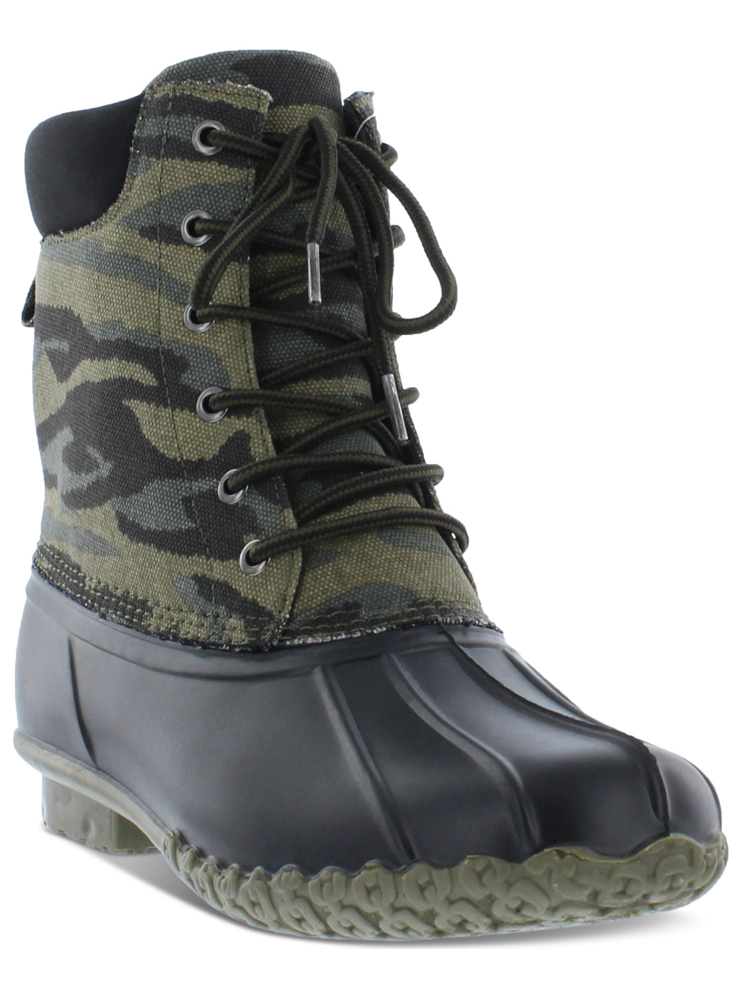 Grey And Green Camouflage Print Men's Boots