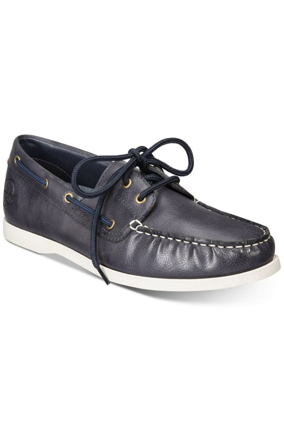Mens Navy Cushioned Benny Round Toe Lace-Up Boat Shoes 8 M