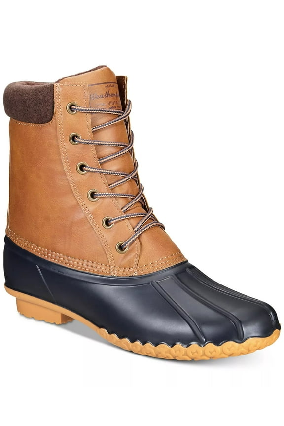 Mens Navy Insulated Comfort Adam Round Toe Block Heel Lace-Up Duck Boots 8 M