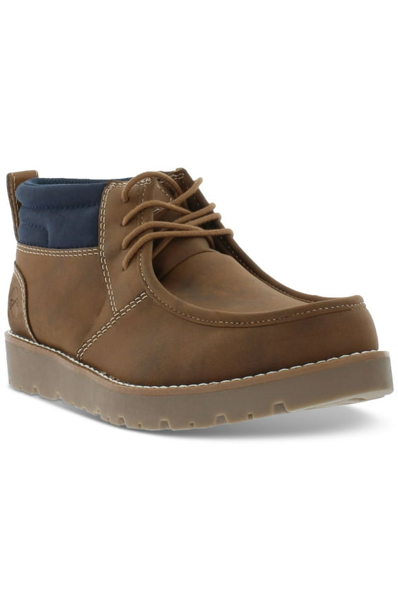 Mens Tan Brown Pull Tab Padded Chester Round Toe Platform Lace-Up Chukka Boots 13 M